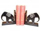 APOYA LIBROS 2 ELEFANTE MADERA NEGRO 19x18cm{*10#*