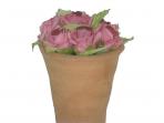 MACETA ARTIFICIAL ROSITAS LILA 9cm
 Maceta de barro: H=6,5cm D1=6,5cm D2=3,5cm