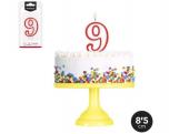 VELA N�9 CUMPLEA�OS BLANCO ROJA 8,5cm           