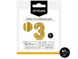 GLOBO POLIAMIDA METALIZADO COLOR ORO N�3 41cm       