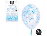 GLOBO LATEX CON CONFETI PAPEL AZUL PASTEL 30cm