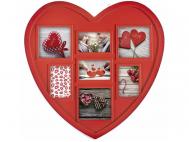 PORTAFOTOS MULTIPLE CORAZON PVC ROJO 30x29cm    