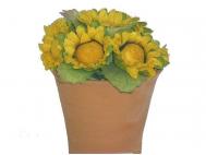 MACETA ARTIFICIAL FLOR GIRASOLES AMARILLO 9cm 
 Maceta de barro: H=6,5cm D1=6,5cm D2=3,5cm
