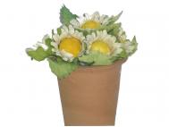 MACETA ARTIFICIAL GIRASOLES BLANCO 9cm
 Maceta de barro: H=6,5cm D1=6,5cm D2=3,5cm