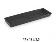 PLATO PLASTICO MACETA LIMA RECTANGULAR NEGRO 47cm       