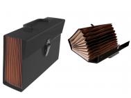 MALETIN ARCHIVADOR DIN A4 16 FUELLES CARTON 35x25x10cm NEGRO  