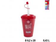 VASO CON TAPA PAJITA HAWAI 0,43l  SURTIDO A ELEGIR 1         