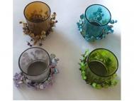 VASO PORTA VELAS DECORADO 7cm DIAMETRO 5,5cm  SURTIDO A ELEGIR 1   