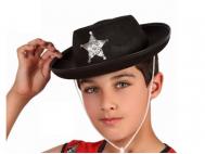 SOMBRERO SHERIFF NEGRO ESTRELLA 28cm   