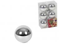 BOLA NAVIDAD BRILLO PLATA CAJA  6 Unidades 4cm   