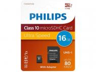 MEMORIA MICRO SD 16GB CLASE 10 PHILIPS  CON ADAPT   