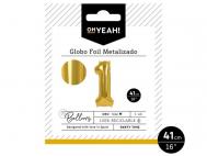GLOBO POLIAMIDA METALIZADO COLOR ORO N�1 41cm       