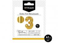 GLOBO POLIAMIDA METALIZADO COLOR ORO N�3 41cm       