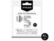 GLOBO POLIAMIDA METALIZADO PLATA N�5 41cm     