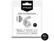 GLOBO POLIAMIDA METALIZADO PLATA N�6 41cm     