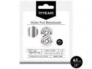 GLOBO POLIAMIDA METALIZADO PLATA N�8 41cm     