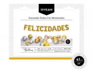GLOBO GUIRNALDA FELICIDADES 41cm COLOR ORO    