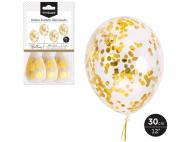 GLOBO LATEX  CON CONFETI FOIL COLOR ORO 30cm 3 Unidades