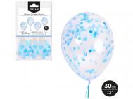 GLOBO LATEX CON CONFETI PAPEL AZUL PASTEL 30cm