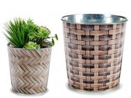 MACETERO METAL REDONDO MIMBRE ALTURA 16,5 DIAMETRO 17cm  SURTIDO A ELEGIR 1   