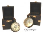 RELOJ PISAPAPEL CON BRUJULA CAJA 8x8x8cm 
 CAJA DE MADERA                                                                                                                                                                                                                                                 