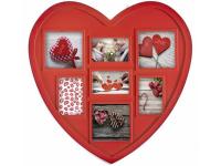 PORTAFOTOS MULTIPLE CORAZON PVC ROJO 30x29cm    