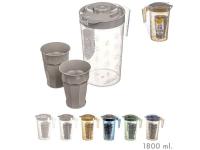 JARRA PLASTICO ITALIANA  CON 2 VASOS  SURTIDO A ELEGIR 1     