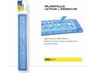 REGLA 30cm CRISTAL DOBLE  CON LETRAS Y SIMBOLOS   