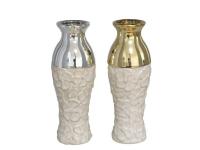 JARRON LUGO 18cm GRES COLOR ORO PLATA  SURTIDO A ELEGIR 1      