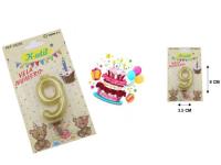VELA N�9 CUMPLEA�OS 8cm ORO 