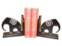 APOYA LIBROS 2 ELEFANTE MADERA NEGRO 19x18cm