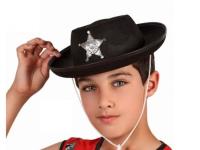 SOMBRERO SHERIFF NEGRO ESTRELLA 28cm   