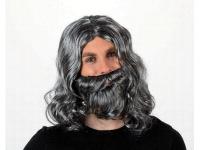 PELUCA 34cm CON BARBA GRIS 14cm ADULTO  