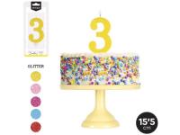VELA GRANDE N�3 GLITTER  SURTIDO A ELEGIR 1              
