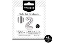 GLOBO POLIAMIDA METALIZADO PLATA N�2 41cm     