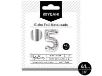 GLOBO POLIAMIDA METALIZADO PLATA N�5 41cm     