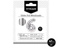 GLOBO POLIAMIDA METALIZADO PLATA N�6 41cm     