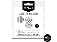 GLOBO POLIAMIDA METALIZADO PLATA N�8 41cm     