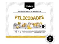 GLOBO GUIRNALDA FELICIDADES 41cm COLOR ORO    