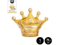 GLOBO POLIAMIDA CORONA COLOR ORO METALIZADO 76cm