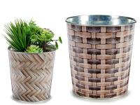 MACETERO METAL REDONDO MIMBRE ALTURA 16,5 DIAMETRO 17cm  SURTIDO A ELEGIR 1   