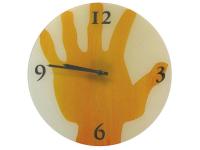 RELOJ PARED CRISTAL MANO          