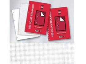 PAPEL RECAMBIO FOLIO 3mm 80 HOJAS 4 TALADROS (50)�  005837