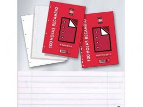 PAPEL RECAMBIO 1/4 UNA RAYA HORIZONTAL  80 HOJAS 4 TALADROS (10)�        