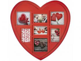 PORTAFOTOS MULTIPLE CORAZON PVC ROJO 30x29cm    