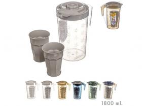 JARRA PLASTICO ITALIANA  CON 2 VASOS  SURTIDO A ELEGIR 1     