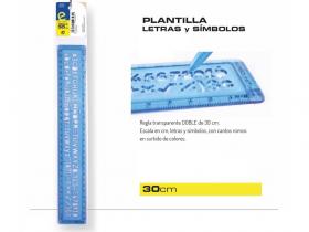 REGLA 30cm CRISTAL DOBLE  CON LETRAS Y SIMBOLOS   