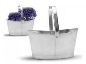 CESTA OVAL CON ASA ZINC 35x21x35cm�         