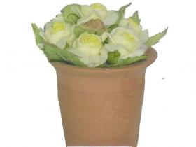MACETA ARTIFICIAL FLOR ROSITAS BLANCO 9cm(6)*10#*$