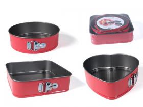 MOLDE HORNO 3 PIEZAS METAL ROJOS 26-25-22cm{   